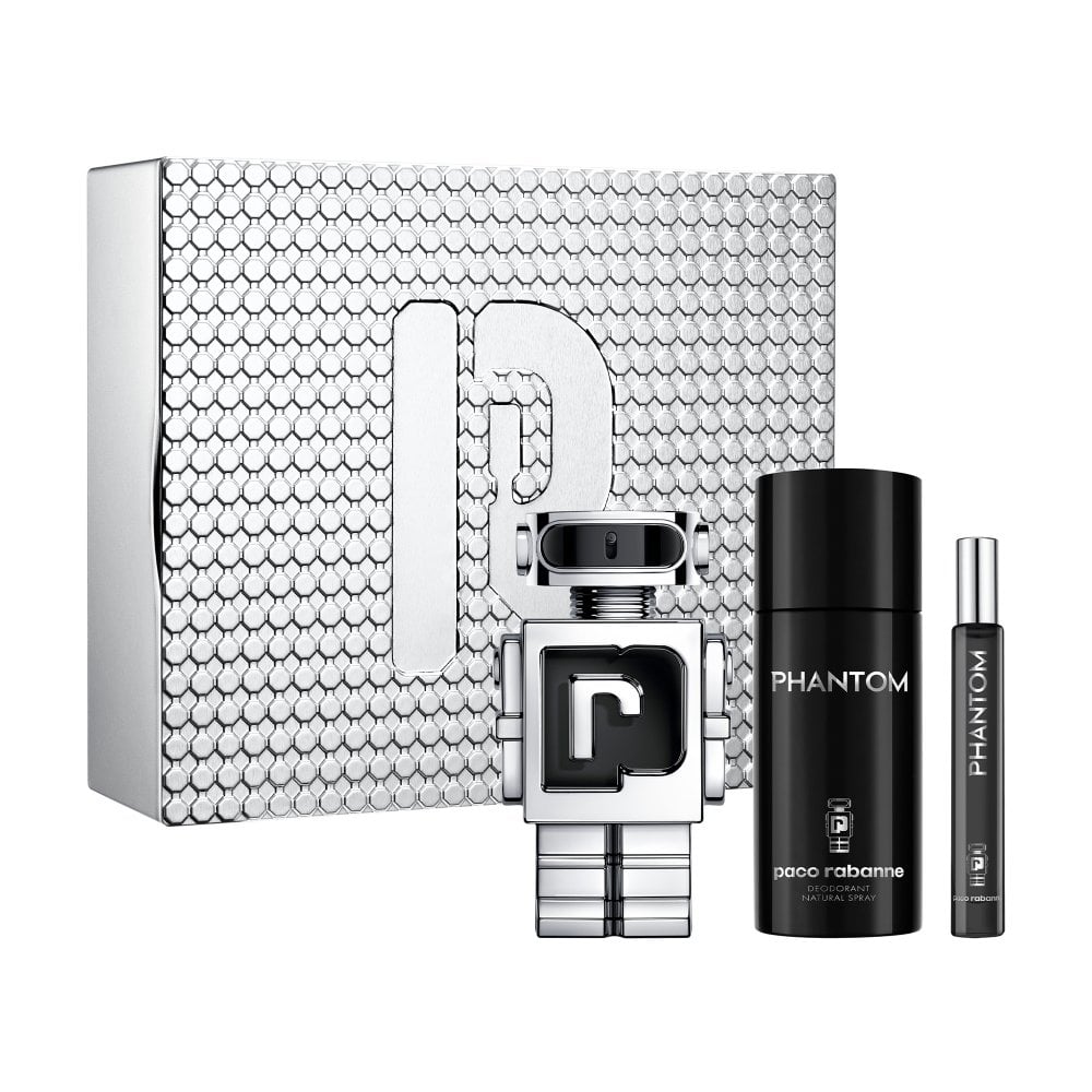 Rabanne Phantom Eau De Toilette 100ml & Deodorant 150ml & Travel Spray 10ml Gift Set - Silve
